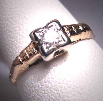 Antique Diamond Wedding Ring Vintage Victorian Art Deco