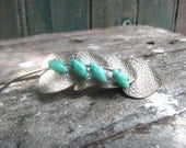 1950s Brooch - Turquoise & Silver Tone