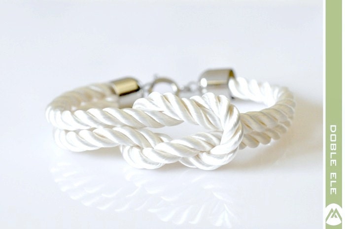 Square Knot Silk Rope Bracelet For Men - White
