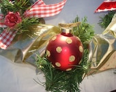 Vintage Romantic-Victorian Christmas Bulbs-Red With Gold Glass Glitter- Set of 2