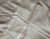 Vintage White Linen Small Side Table Cloth with Straight Line Cut out Detail