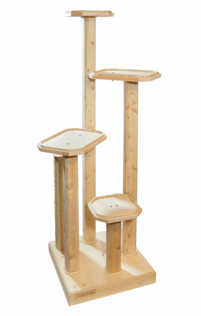 Natural 72 Inch Four Level Cat Tree with Cedar Posts