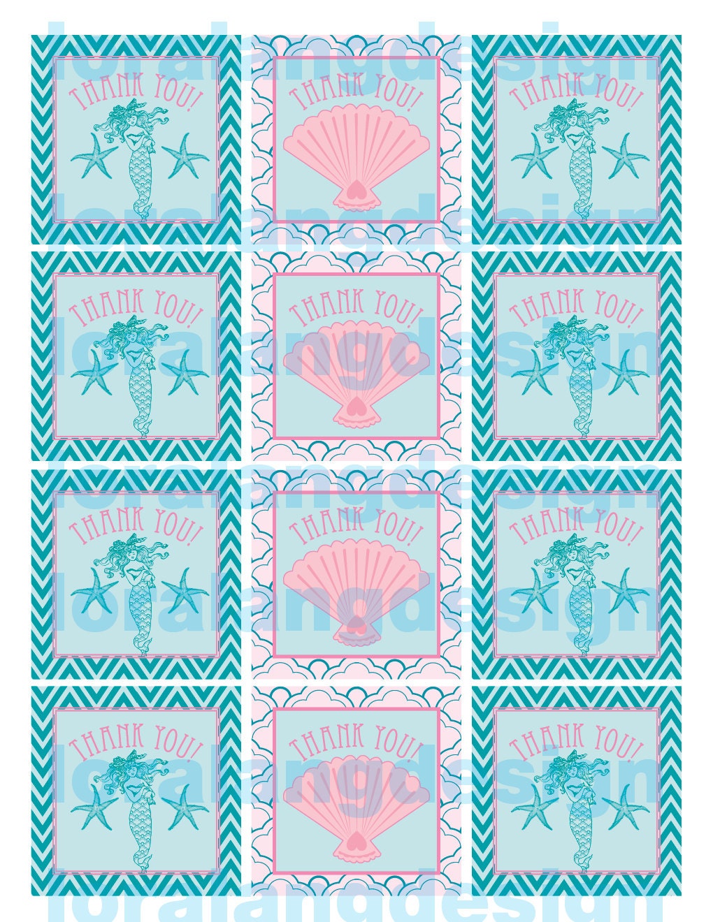 DIY Printable Vintage Mermaid Favor Tags