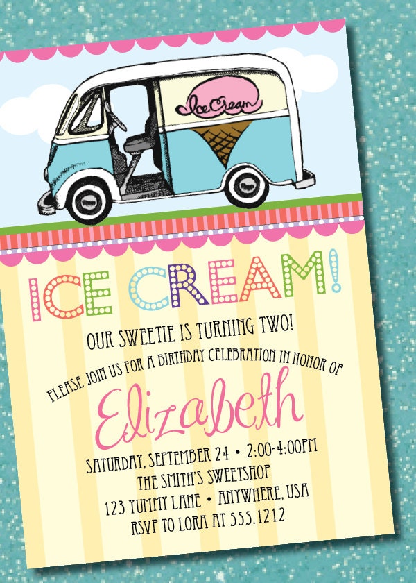 DIY Printable Little Sweetie Ice Cream Birthday Invitation Il_170x135