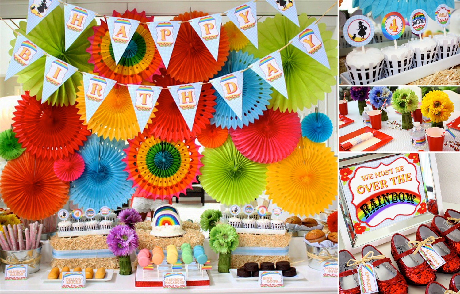 Wizard of Oz Inspired Party Decorations Accessory Set - Over the Rainbow Collection - Gwynn Wasson Designs PRINTABLES