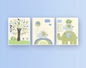 Baby boy, Nursery wall Decor, Children Art print, Eli baby elephant, set of 3 11x14...match to the colors Eli's elephants from pottery barn