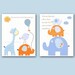 Kids wall art decor, baby boy nursery, baby room wall art, Nursery Decor Children Room Art, blue and orange, set of 2 11x14