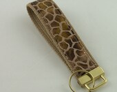 Key Fob made with Cotton Webbing and Leather Trim