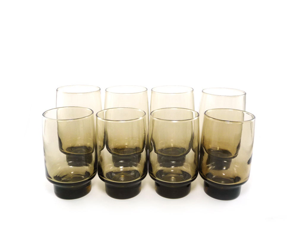 Libbey glassware - tawny accent set of 8 tall and medium drinking glasses