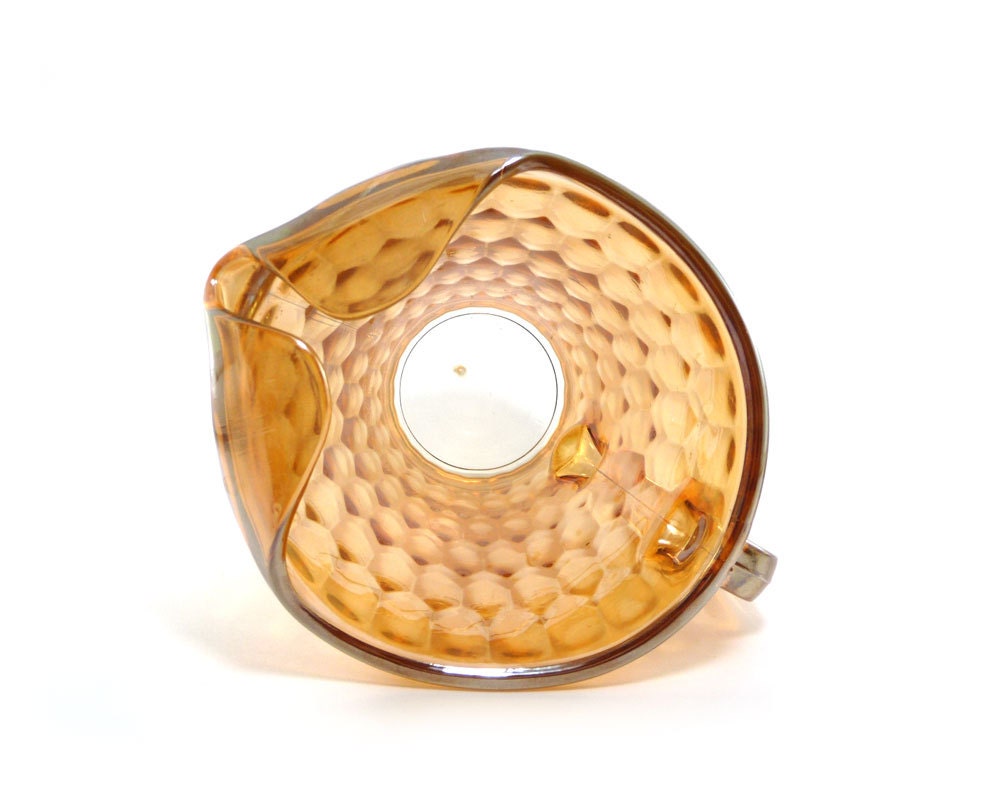 Orange iridescent pitcher - Hex Optic honeycomb Jeanette pitcher