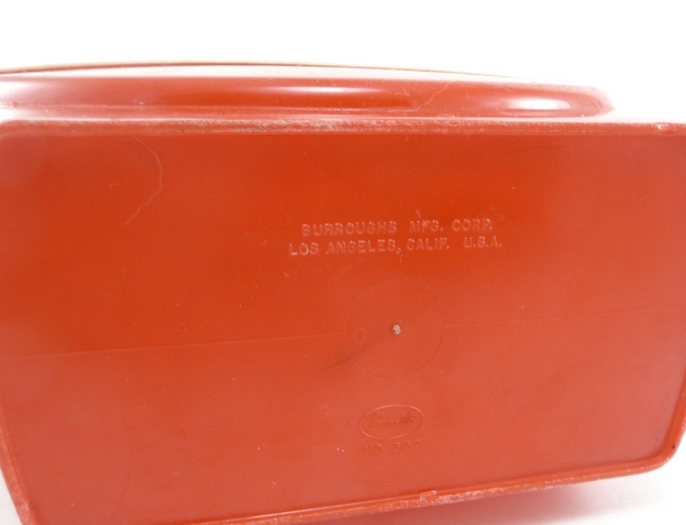 Red and white mid century pitcher - vintage Burrite plastic art deco plastic pitcher