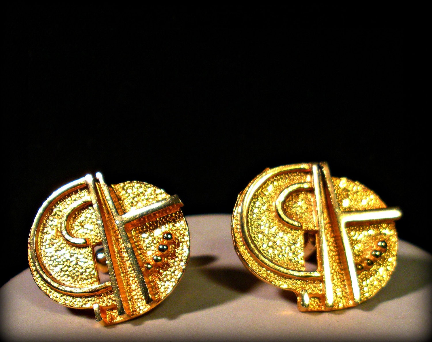 Space Age Golden Abstract Cuff Links