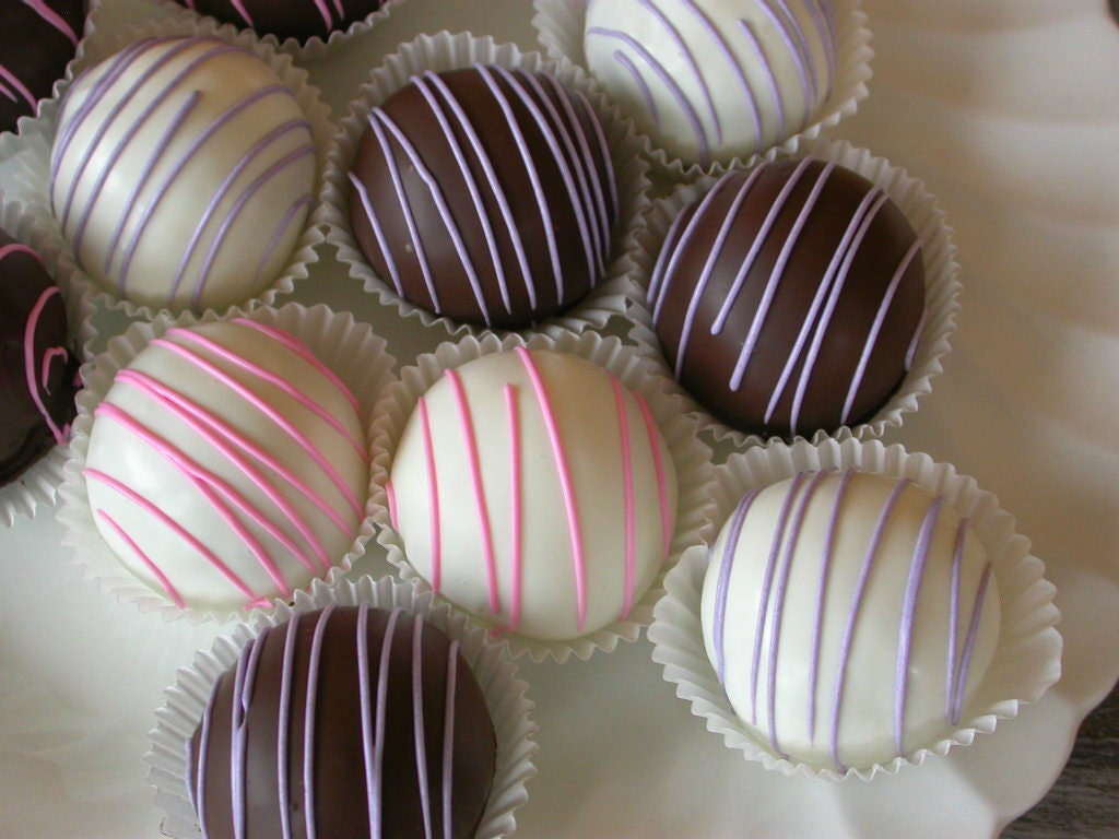 Wedding Cake Bite Truffles: rehearsal dinner bridal shower birthday cake bite favors (24) Il_570xn
