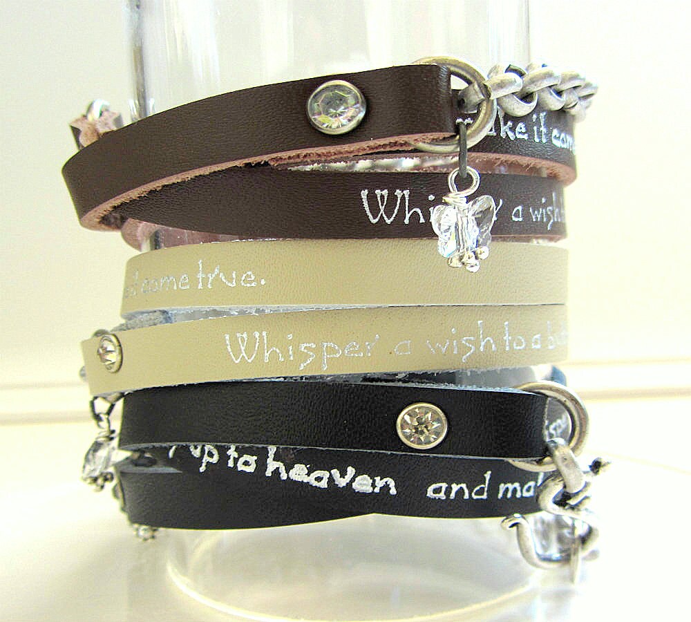 Whisper Bracelets on Whisper A Wish To A Butterfly Leather Wrap Bracelet Butterfly Jewelry