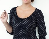 jersey shirt - black - polka dots - ribbon
