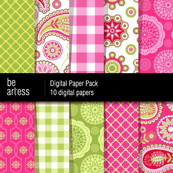Paisley Digital Paper Pack - 10 Dora's paisley papers / 12x12 inches or 8x11 inches(A4) - DPP0028