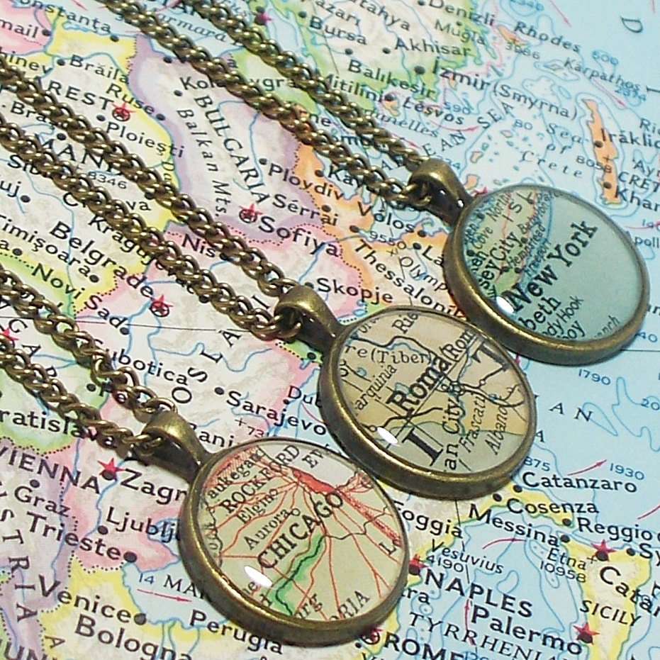 CUSTOM Map Necklace. You Select Location. Anywhere In The World. Map Pendant. Map Jewelry. Personalized.