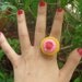 Strawberries and cream yellow layer cake eraser ring