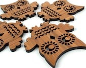 Bamboo Owl Coasters: Wood Coasters Woodland Decor (Set of 4)