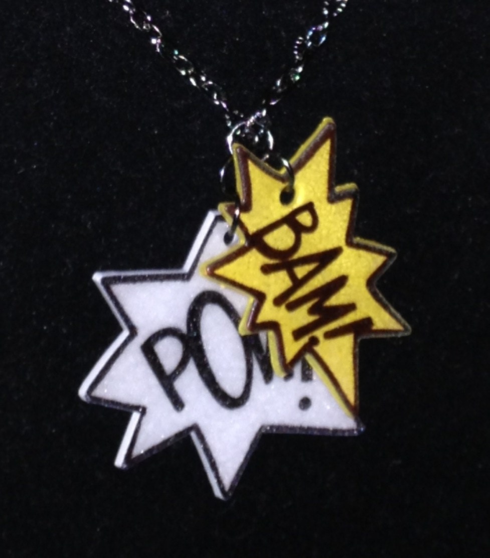 BAM POW necklace // comic book pop art pendants