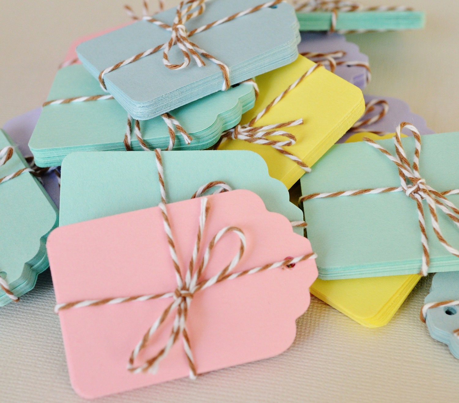 20 Small Pink Pastel Gift Tags Hang Tag Wedding Supply Place Card Blank Price Tag
