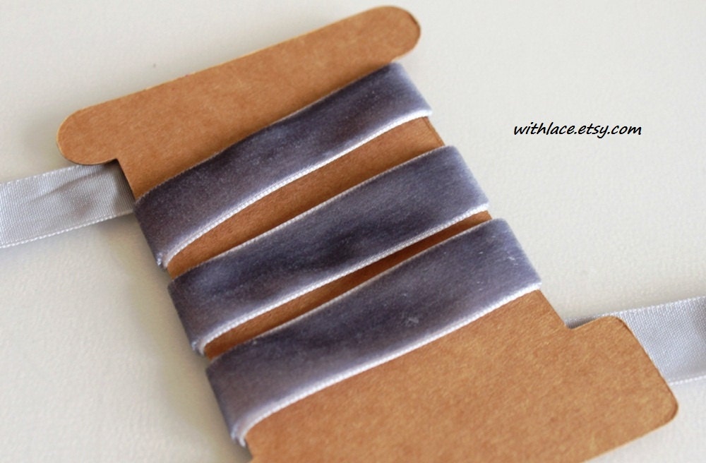 Wholesale---24 yds Gray velvet ribbon---5/8''