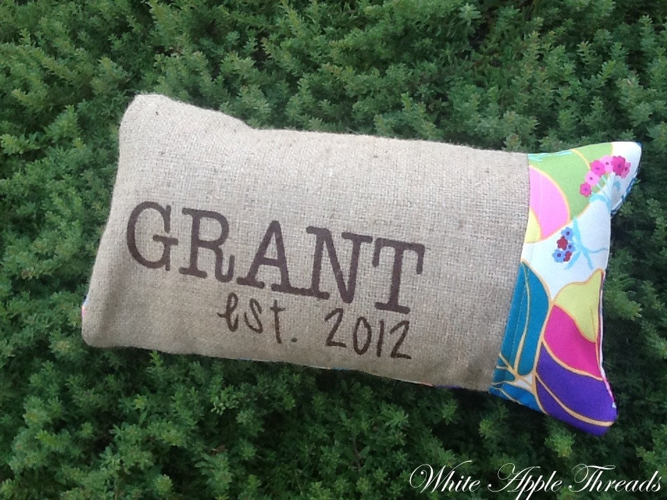 Eco Friendly Personalized Pillow Cover - Handmade from a Recycled Coffee Sack