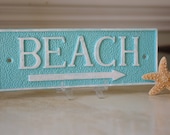 Coastal Decor Cast Iron Rectangle Beach Sign Wall Decor - PICK YOUR COLORS