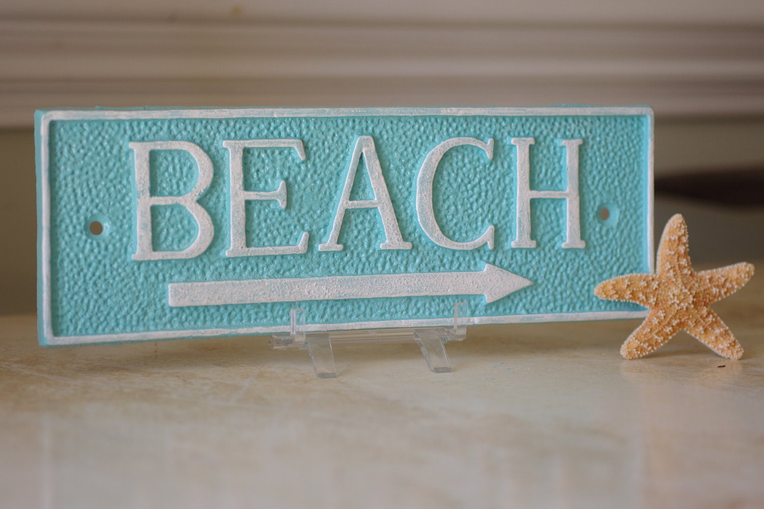 Coastal Decor Cast Iron Rectangle Beach Sign Wall Decor - PICK YOUR COLORS