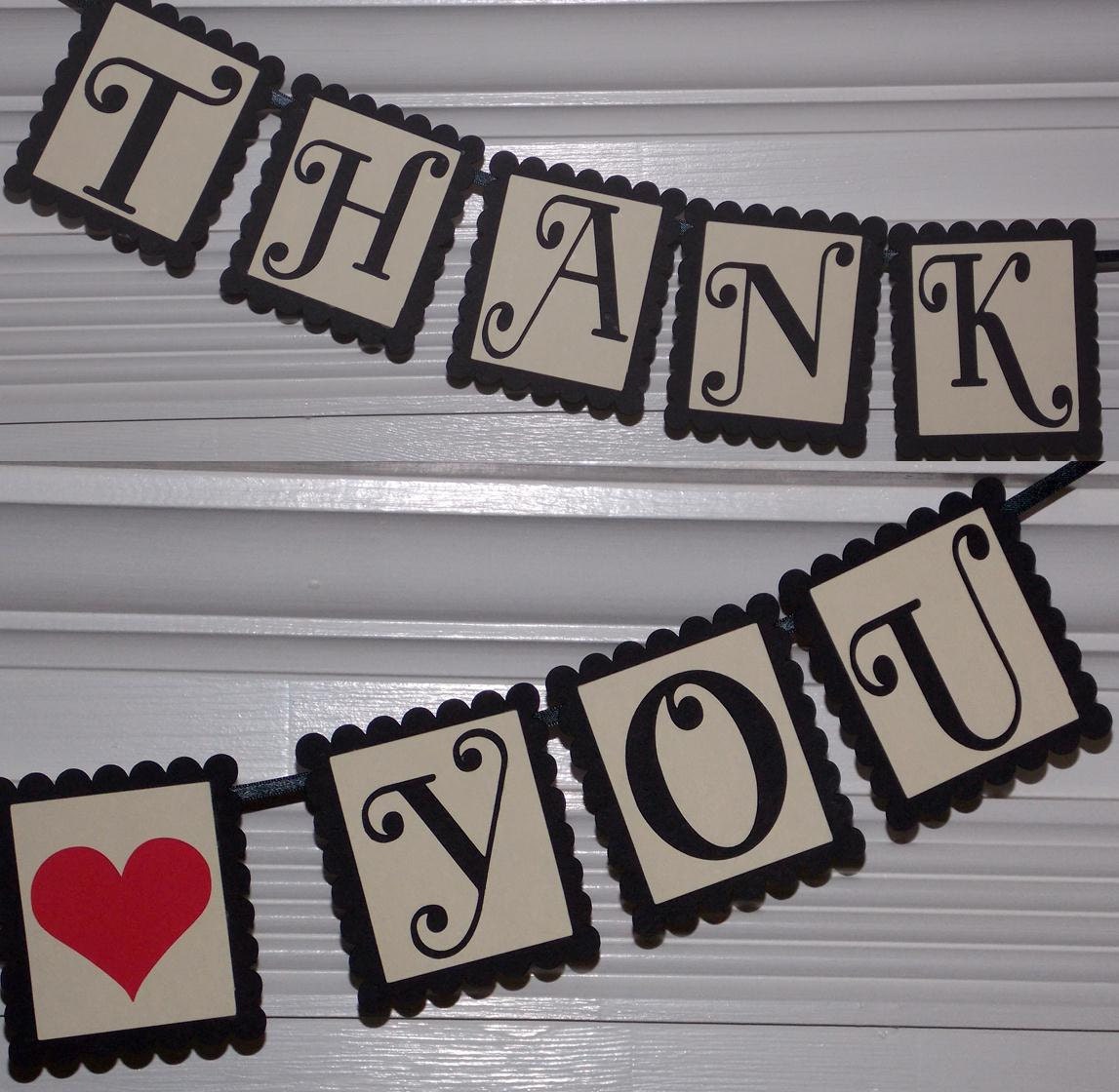 Thank You Mini Banner ... Mini Wedding Banner Photo Prop ... Black and Ivory ... MADE TO ORDER ... adjustable customize Il_570xn