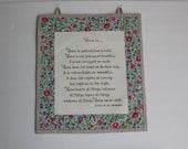 Handmade Wall Hanging Cross Stitch - LOVE...