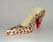 Paper Art Shoe Red Sole Leopard Print High Heel Shoe Gift Box Favor Box