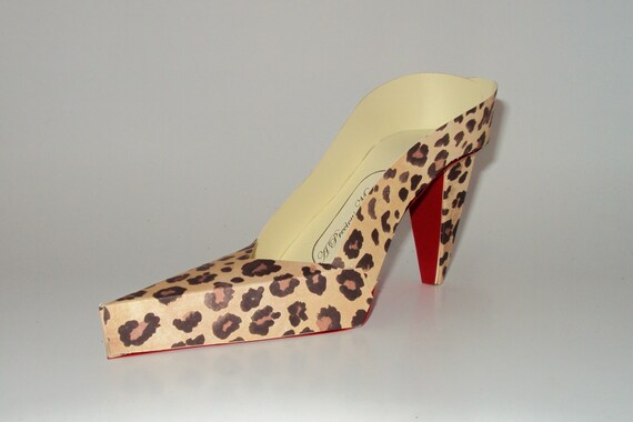 Paper Art Shoe Red Sole Leopard Print High Heel Shoe Gift Box Favor Box Il_570xn