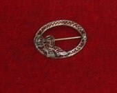 Victorian Sterling Silver Filigree Small Oval Pin Brooch