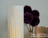 Lines Wedding Table Number Luminaries / Table Markers / Modern Table Numbers / Art Deco Table Numbers