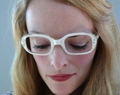 1950s Frame France Pearl White Eye Glasses / NOS Sz S