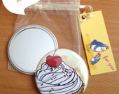Pocket Mirror - Cherry on Top Cupcake Design - Hand Mirror