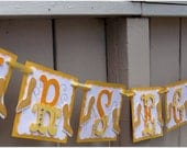Handmade Banner - Custom made - GO GREEN - Name Banner Happy Birthday Baby Shower Bridal Shower Hearts