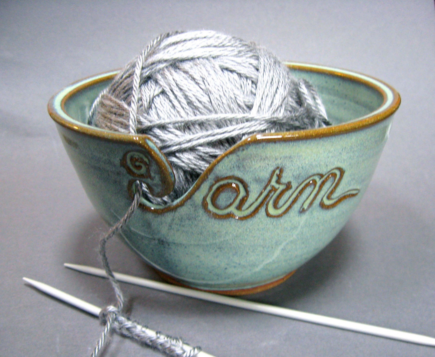 Yarn Bowl in Green (As Featured in Vogue Knitting) MADE TO ORDER