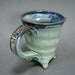 Textured Footed Mug with Twisted Spiral in Green Cobalt Blue EACH PIECE UNIQUE