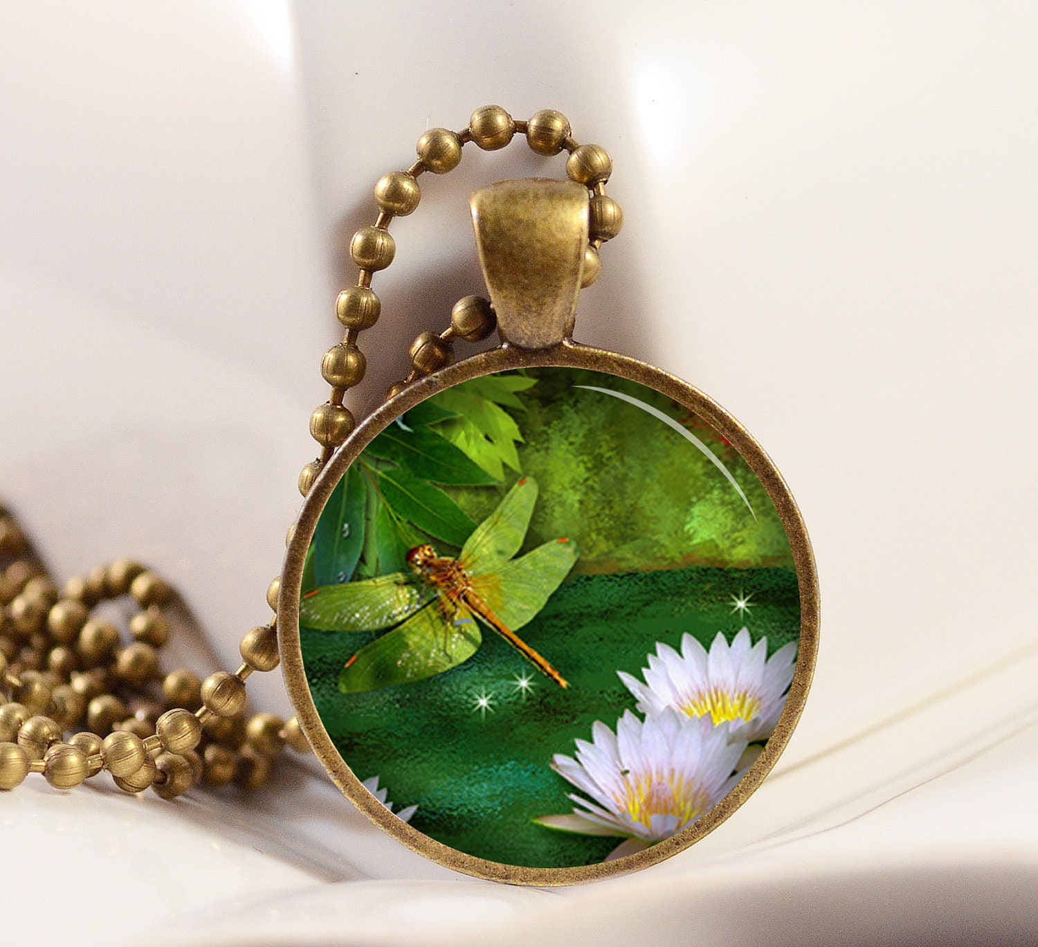 Dragonfly Pendant, Resin Jewelry, Resin Pendant, Necklace C1