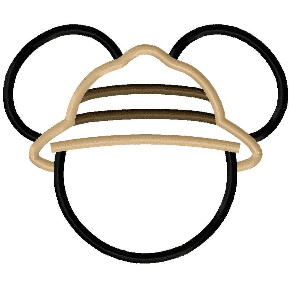 Digi Dolls Mr Mouse Safari Hat Bow Applique Embroidery Design 4x4 5x7 Mickey Jungle Vacation INSTANT DOWNLOAD