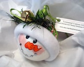Braces Snowman Ornament Christmas Tree Bulb Hand Painted Glass Themed with braces and a jingle bell  Personalized