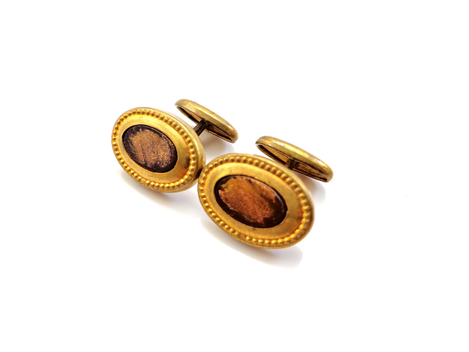Vintage 1930s Cufflinks Gold with Golden Accent