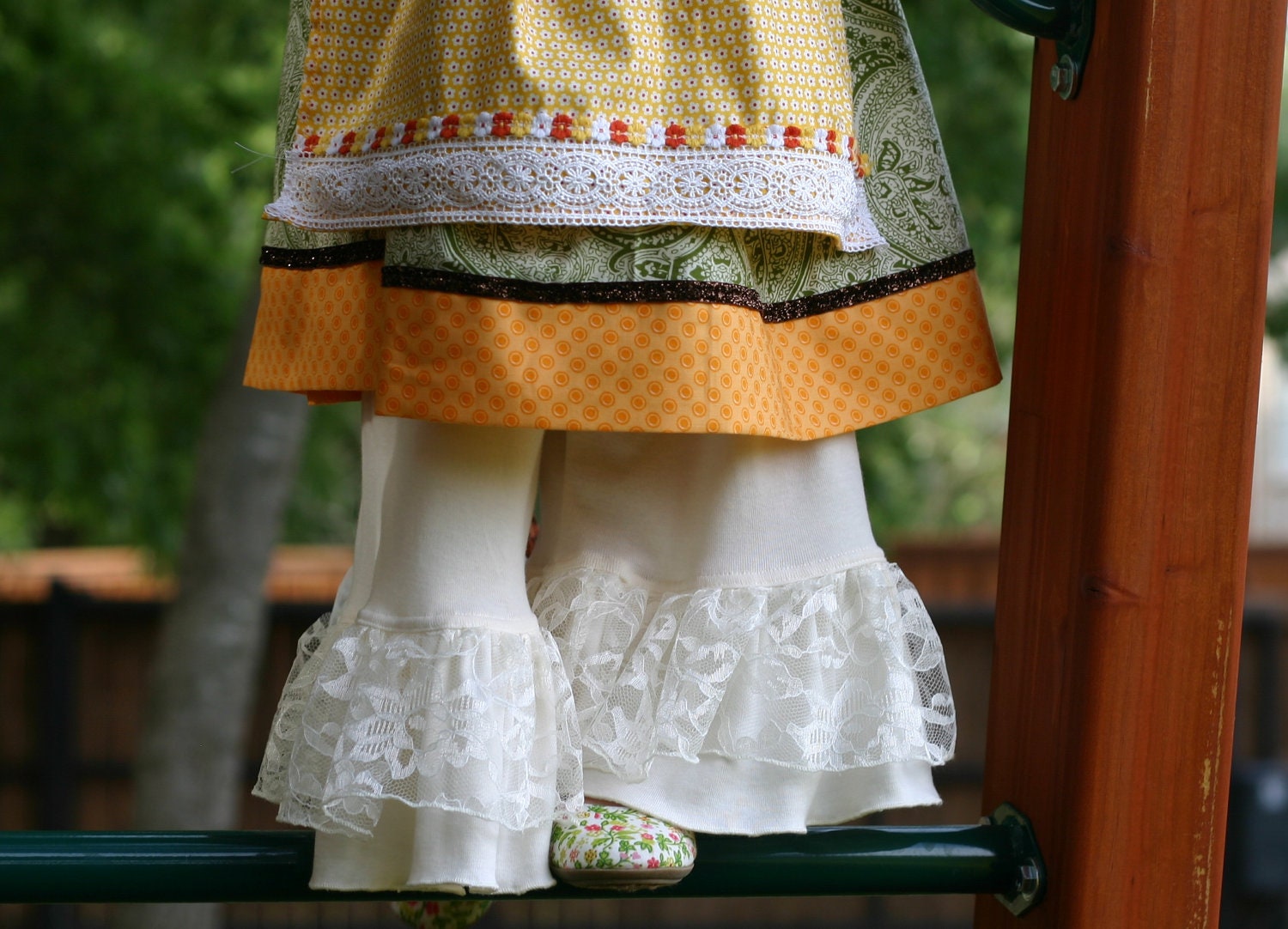 cream off white knit ruffle pants big ruffles with lace accents sizes 12m - 8 girls