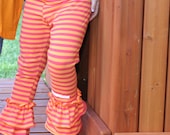 red and orange stripe knit leggings with double ruffles sizes 12m - 8 girls