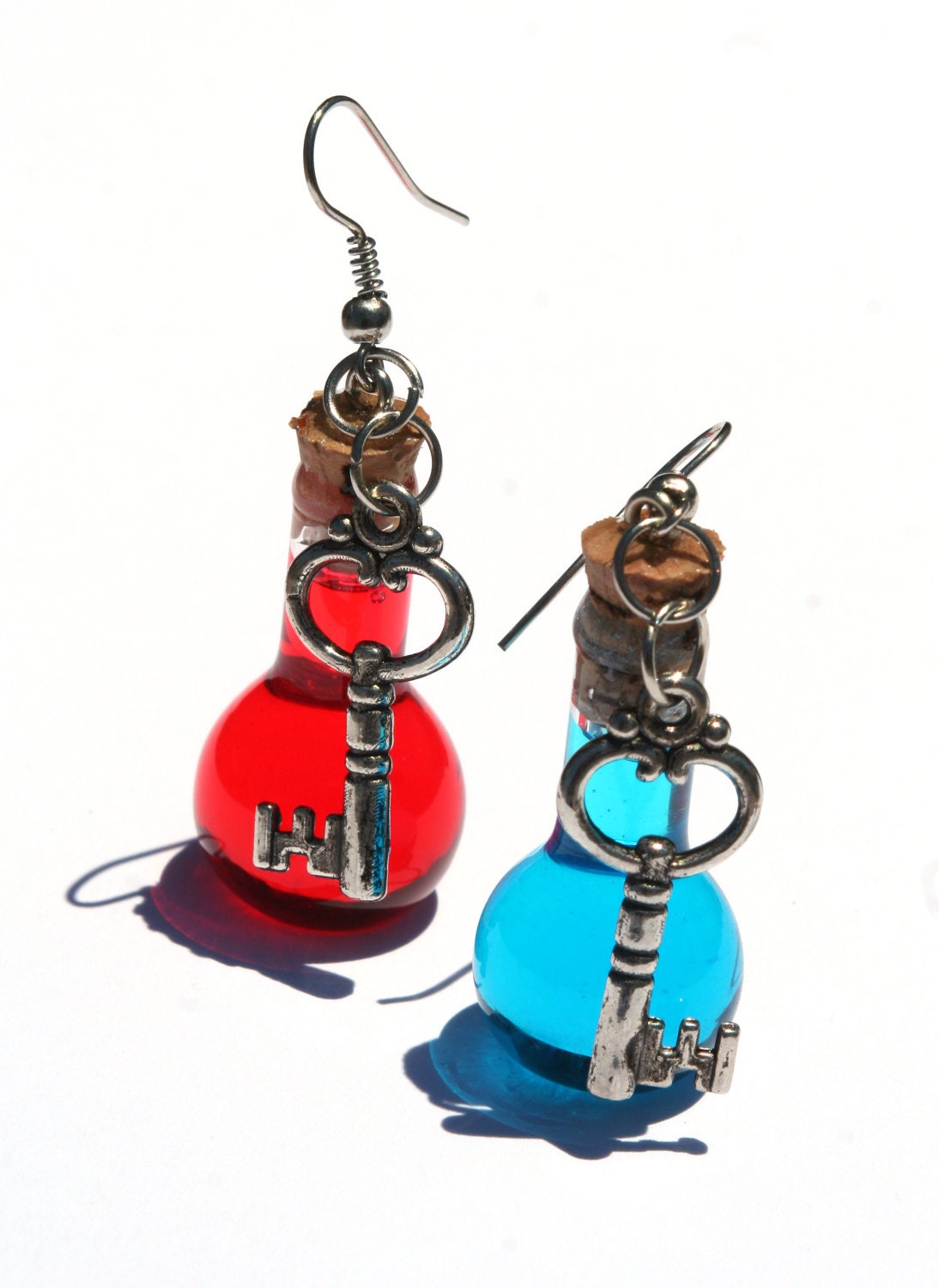 Mana and Health Potion Earrings with Key Charms PC Video Gamer