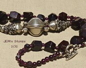 Deep Red Garnet and Sterling Silver Necklace with Hill Tribe and Bali Silver Focal