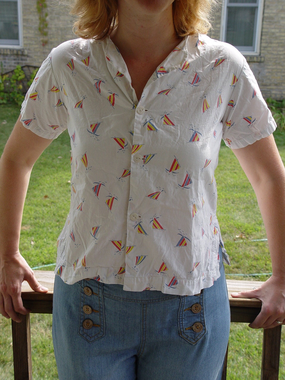 Darling Vintage Sailboat Pajama Top