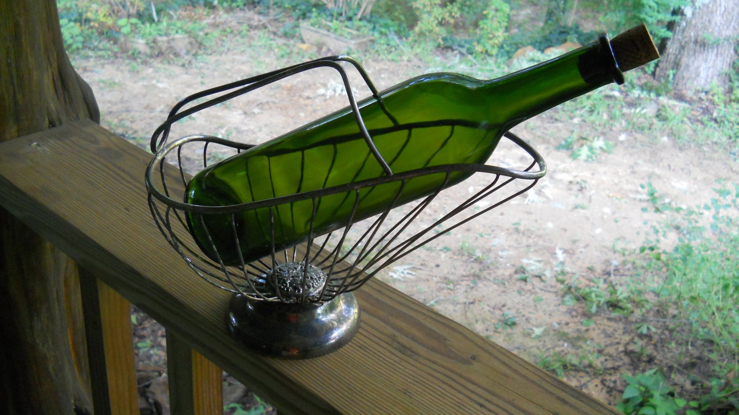 Rare Wine Bottle Holder/Vintage Silver plated/Housewares/Home decor/wine basket.